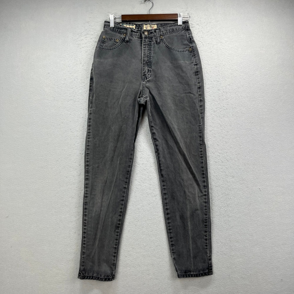 Express EXP Jeans Women 7/8 Gray High Rise Taper Vintage 90s Acid Wash Retro